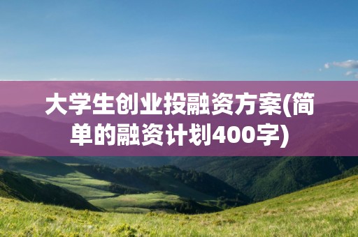 大學生創業融資方案怎么寫 大學生創業投融資方案(簡單的融資計劃400字)