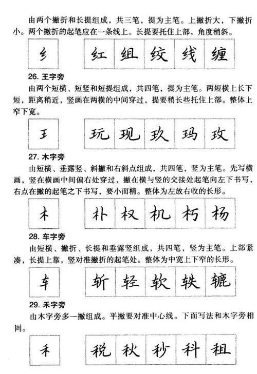 楷書常見偏旁部首的書寫方法及例字（左偏旁）6